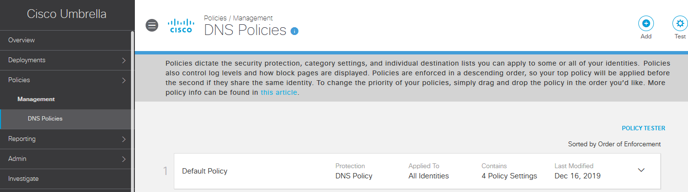 Cisco Umbrella - polityki DNS