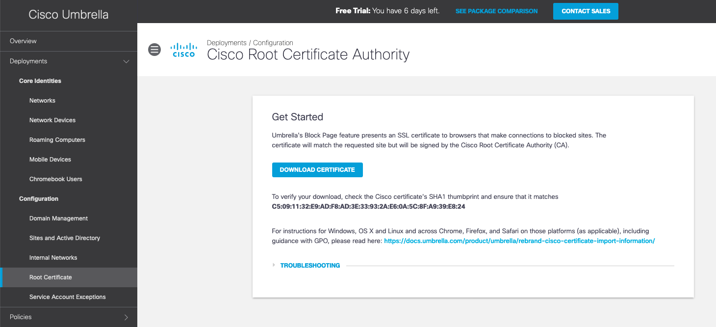 Cisco Umbrella - root certificate